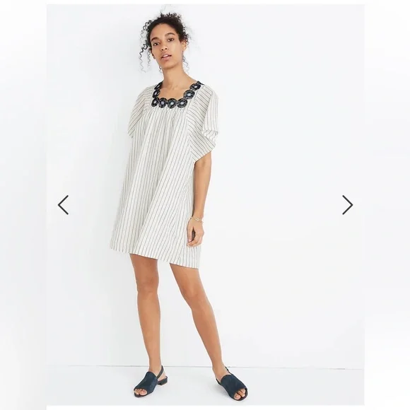 Madewell Embroidered Butterfly Dress in Stripe - Picture 1 of 7